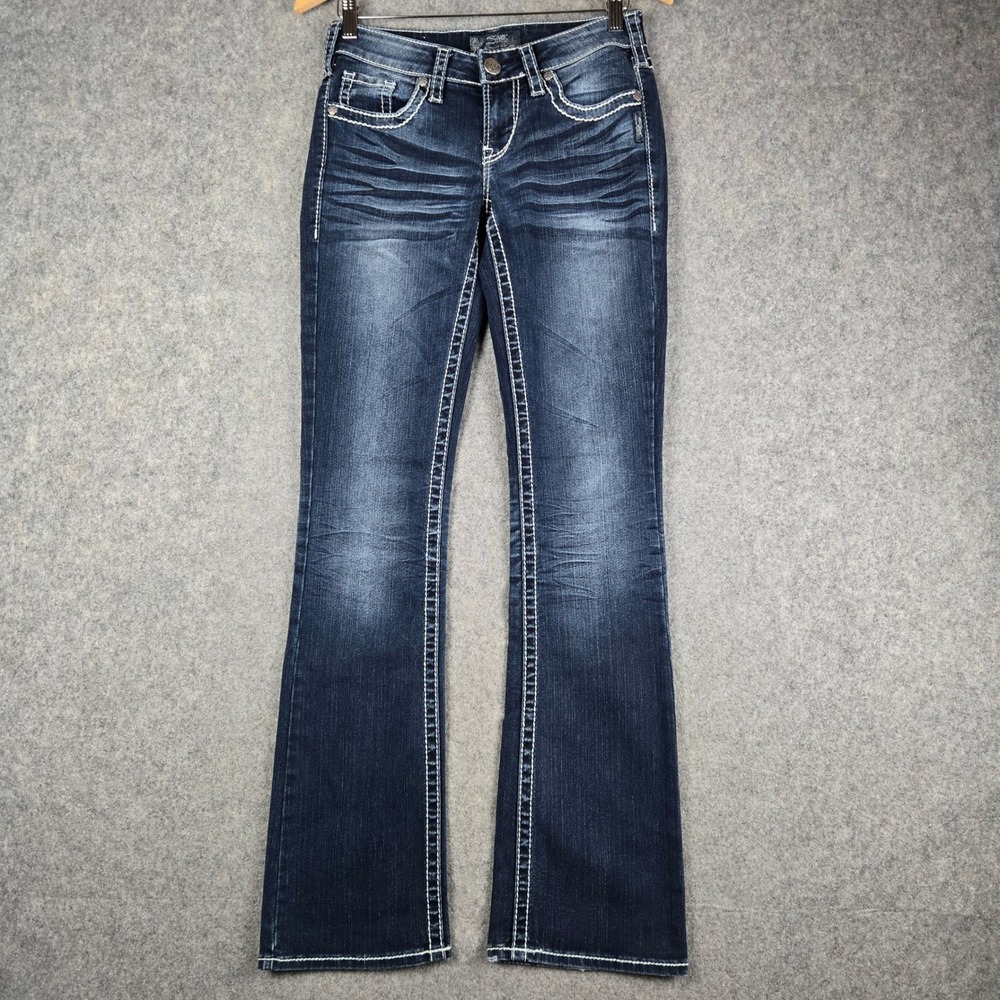 Silver Jeans Aiko Bootcut Womens 29x32 Blue Denim Contrast Stitch Low Rise